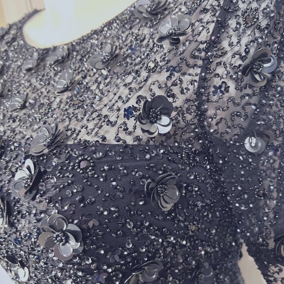 Adrianna Papell Navy Sequin Dress - Picture 4 of 16